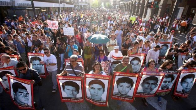 Thousands march to remember Mexico's missing students