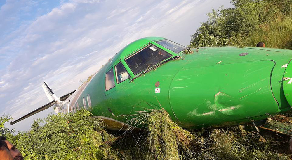 Yeti Airlines plane overshoots runway in Bhairahawa