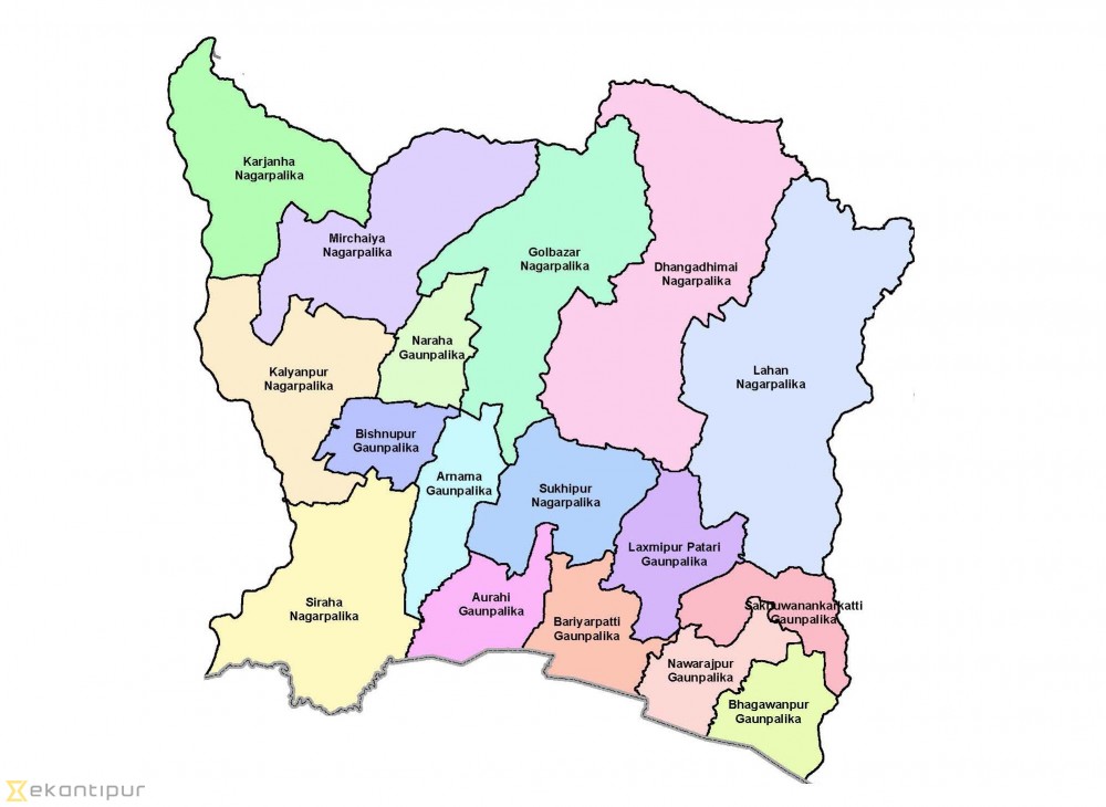 Map Of Siraha District Vote Counting Stalled In Lahan Municipality