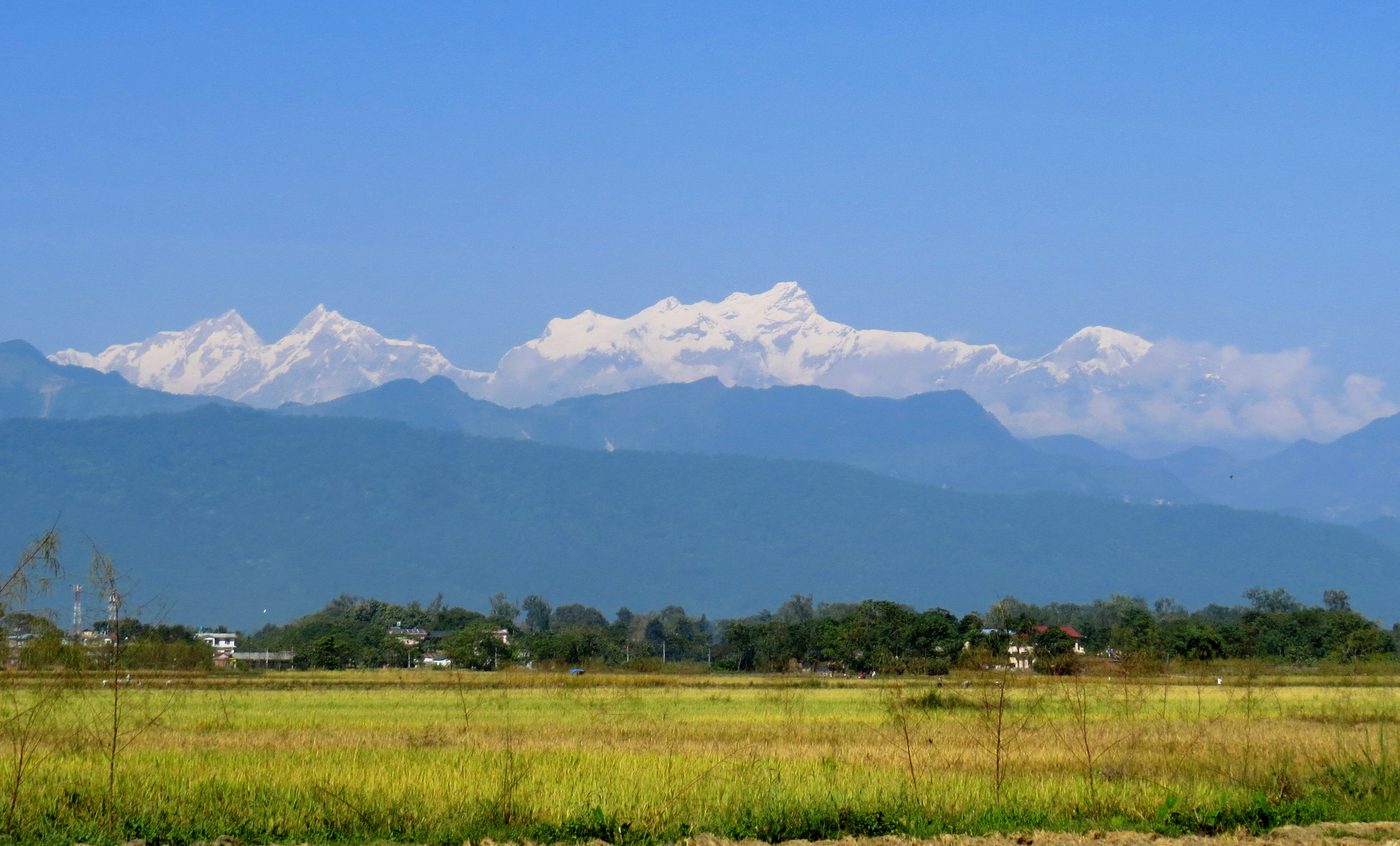 Snow-capped mountains as seen from Chitwan