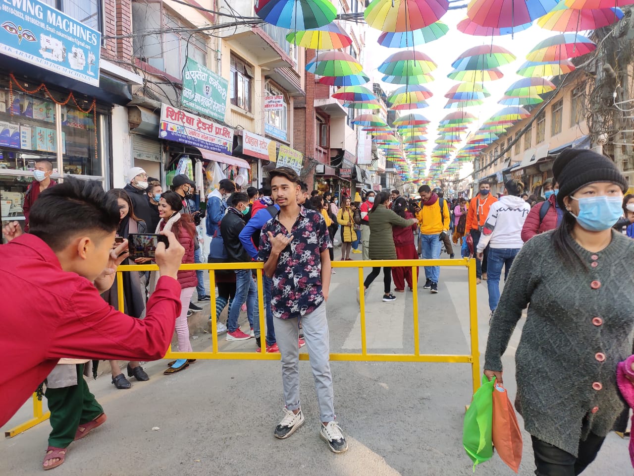 Kathmandu’s umbrella street brings cheers and jeers