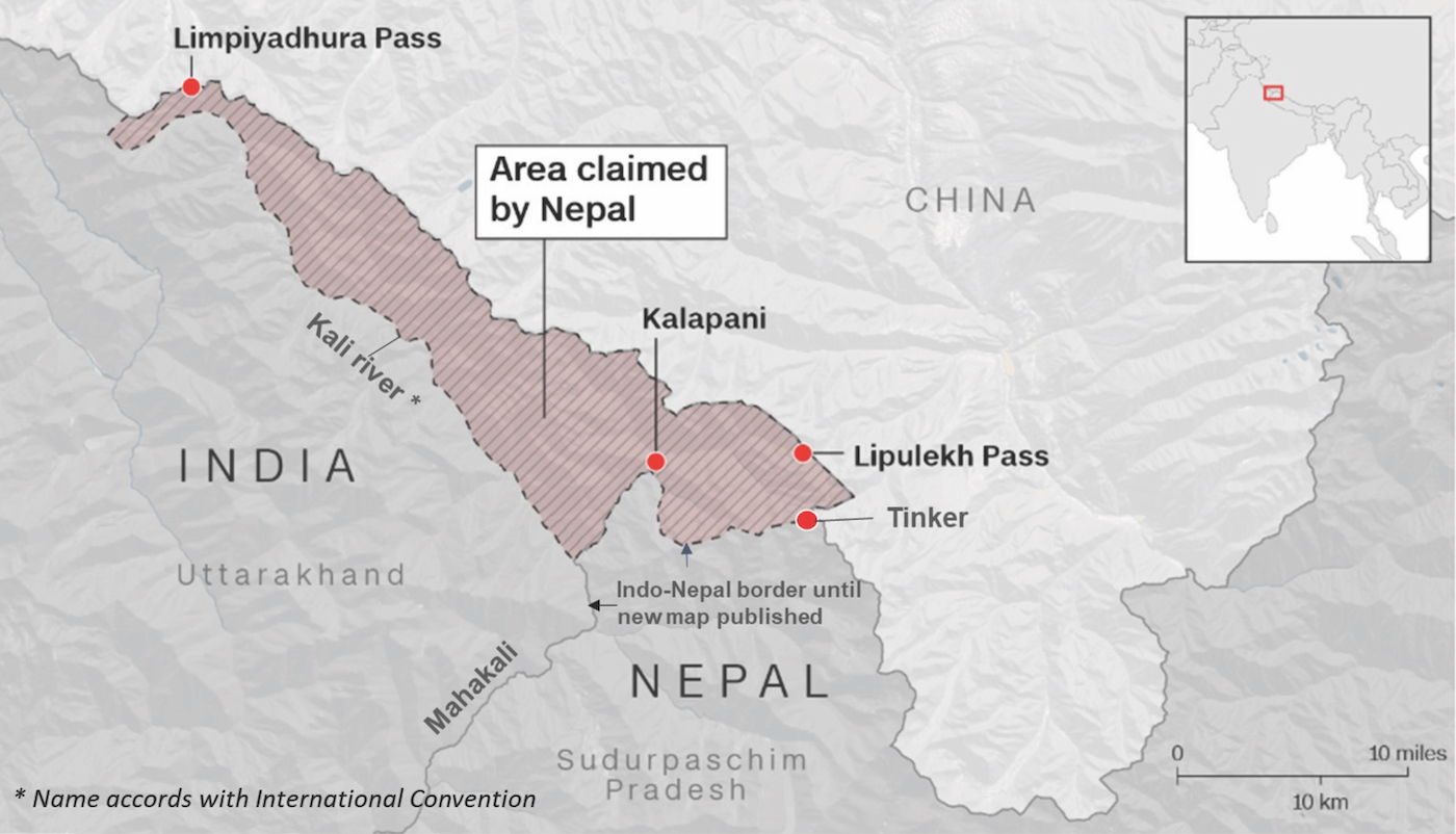 Nepal Map With Limpiyadhura Limpiyadhura-Kalapani-Lipulekh Dispute