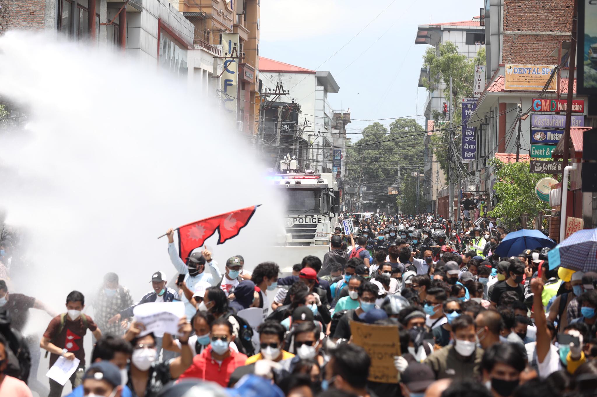 Police Use Teargas Water Cannons To Disperse Protesters 