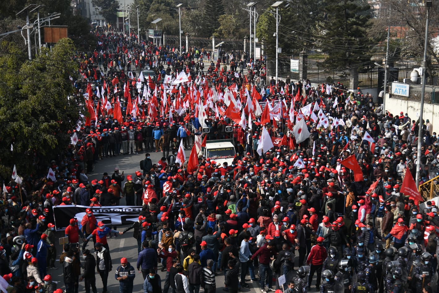 Dahal Nepal Faction Holds Mass Protests In Kathmandu Against