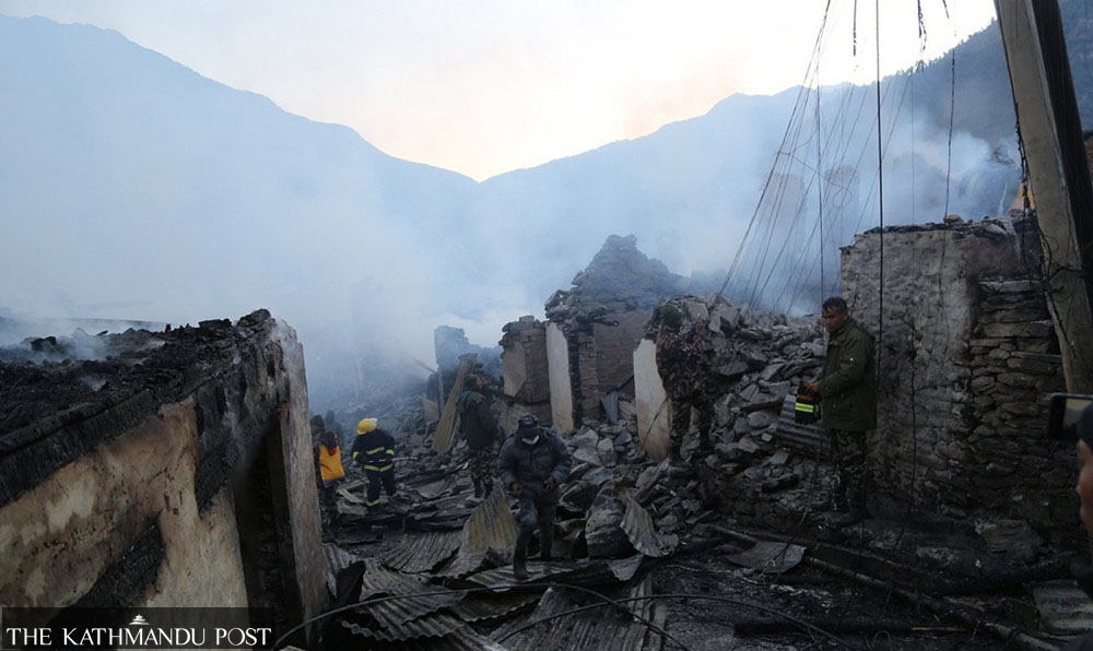 Fire in Mugu’s Gamgadhi destroys 21 houses