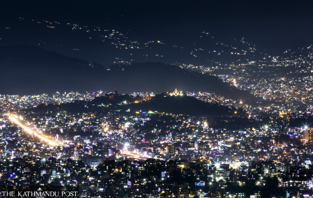 Kathmandu illuminated for Laxmi puja