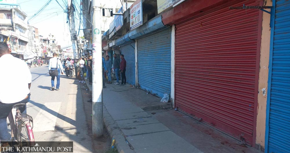 Biratnagar traders shut down shops in protest of city’s move to clear