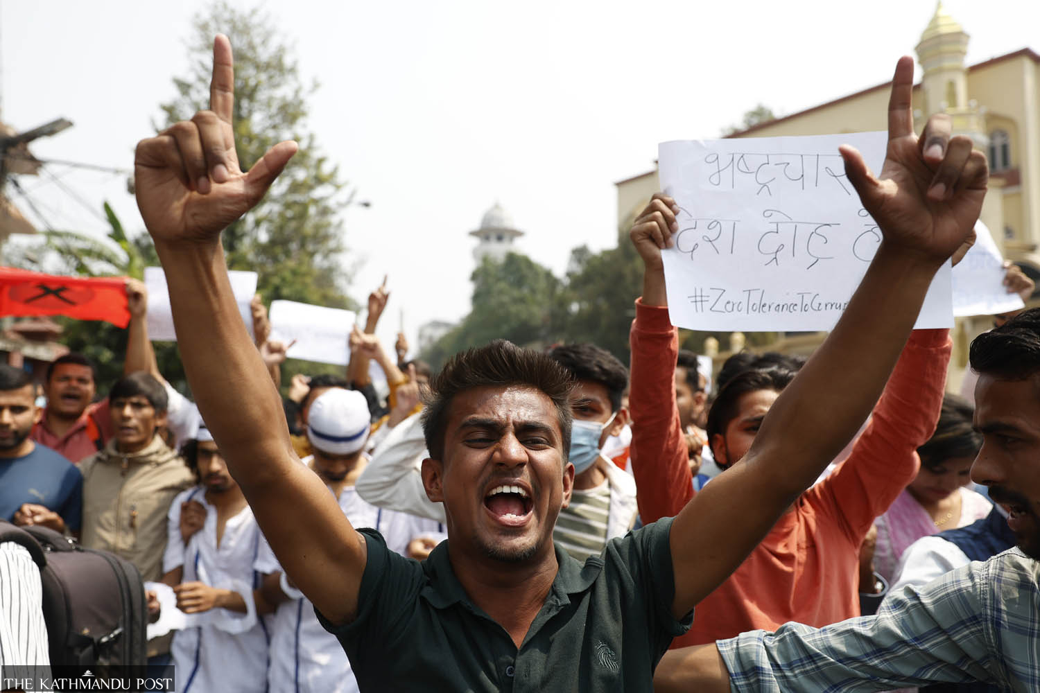 Nepal Student Union demonstrates demanding action in refugee scandal