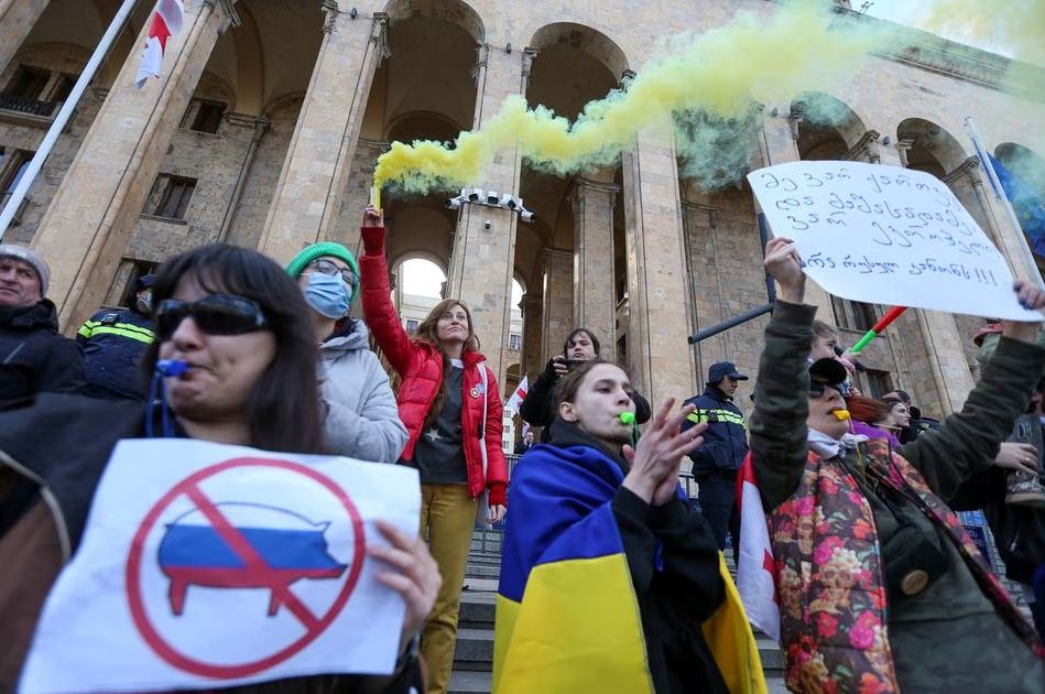 protesters rally in Tbilisi after violent clashes with police
