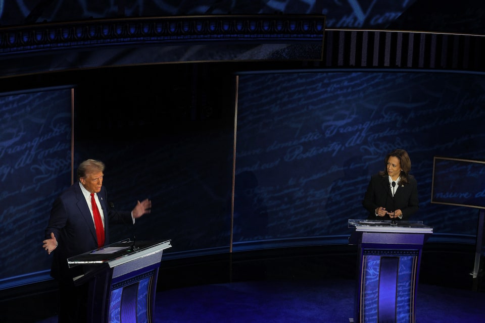 Harris goes on offence against Trump in combative debate