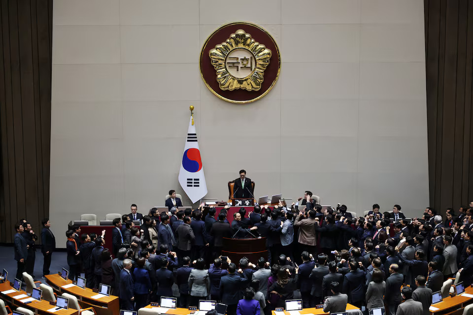 South Korea’s parliament impeaches acting president Han, as Yoon goes on trial