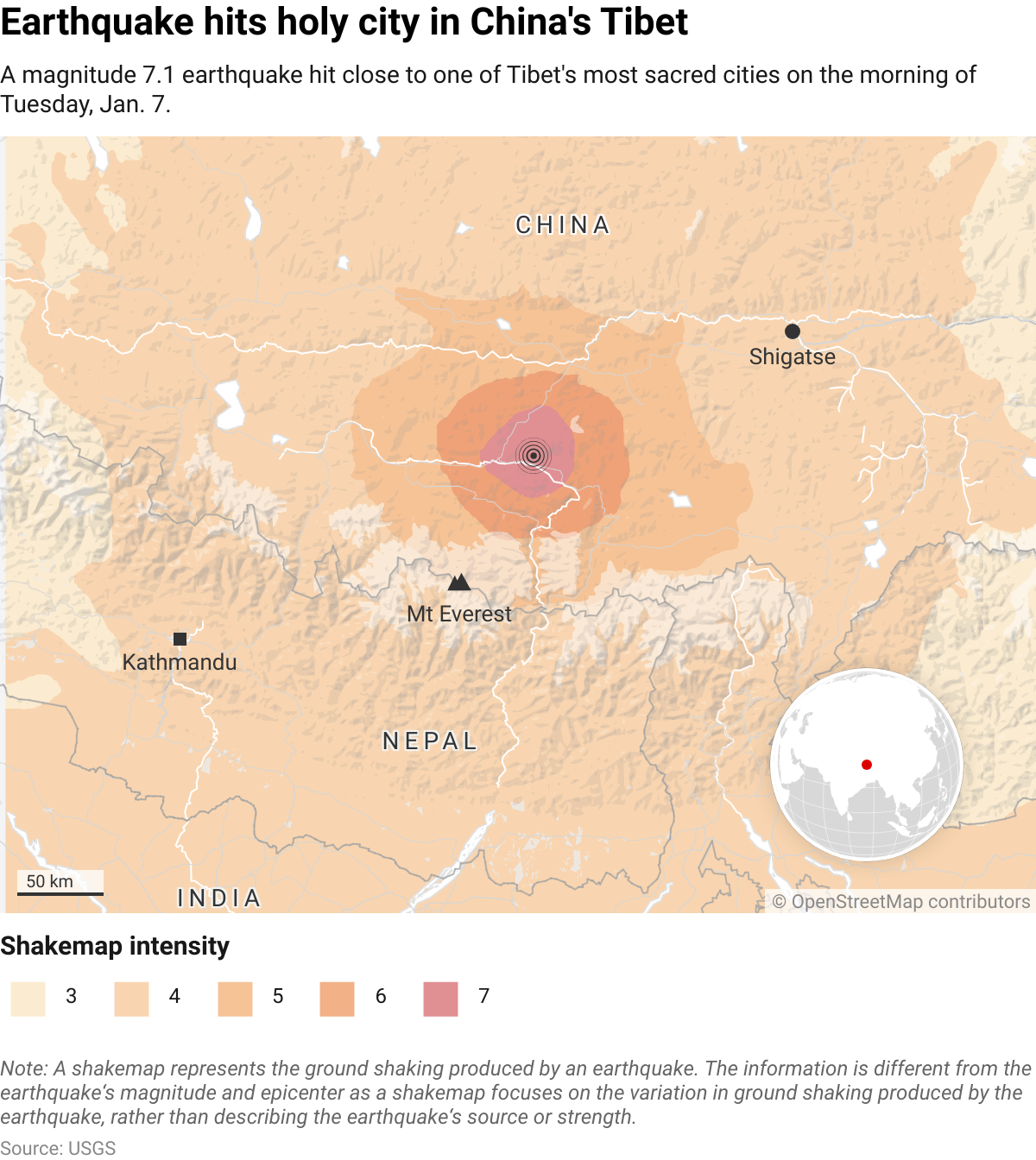 Earthquake in Tibet kills more than 120, striking near holy Buddhist city