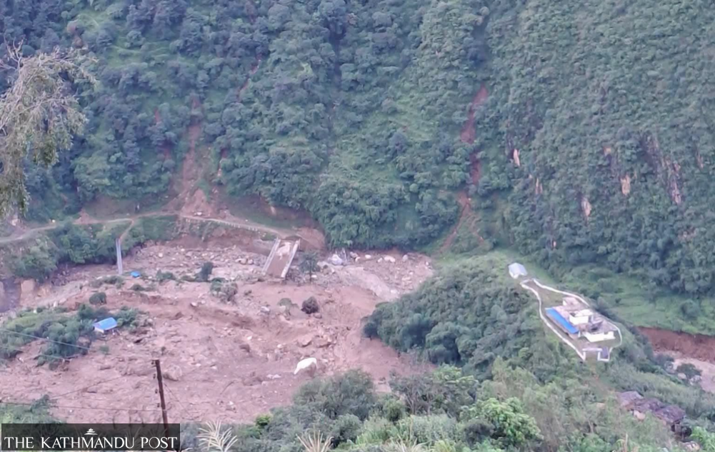 Two killed, 10 missing after landslide buries homes in Rolpa