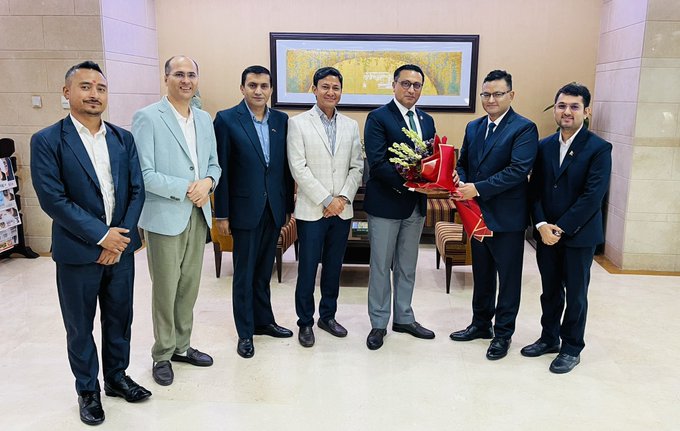Finance Minister Swarnim Wagle reaches New Delhi
