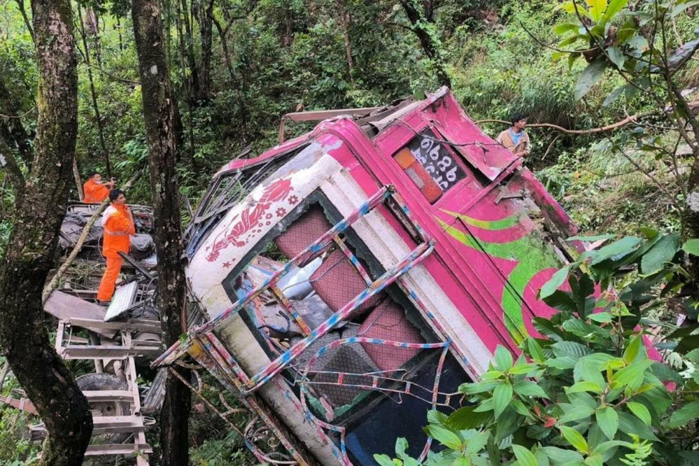  Three killed as school bus plunges off slope in Pokhara