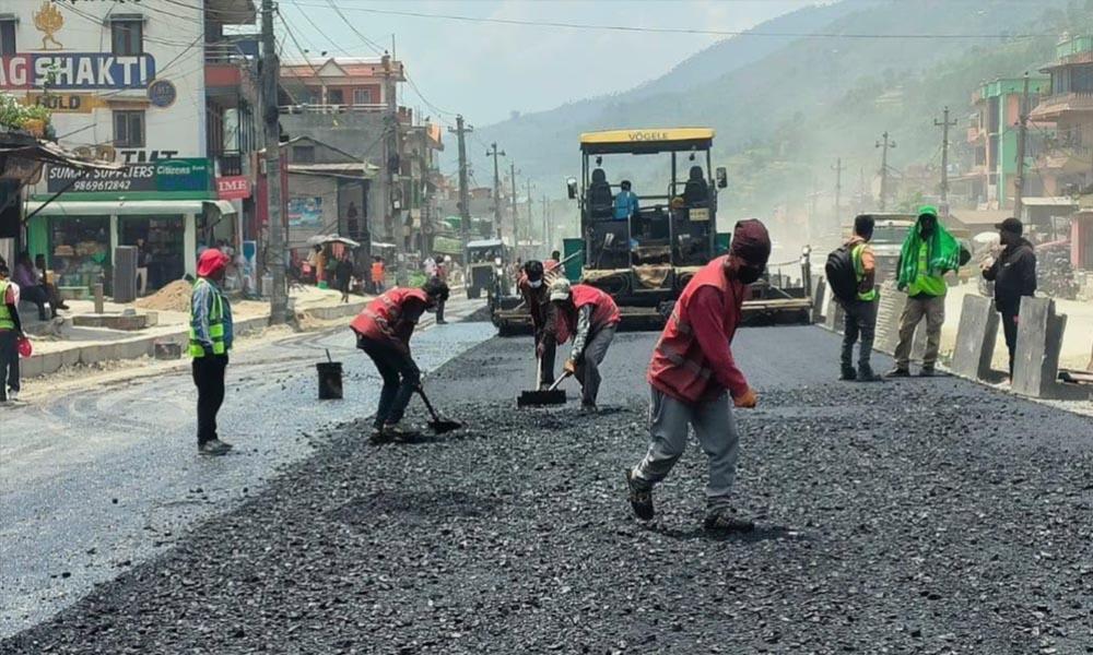 Nagdhunga-Muglin road works resume as bitumen supply restored