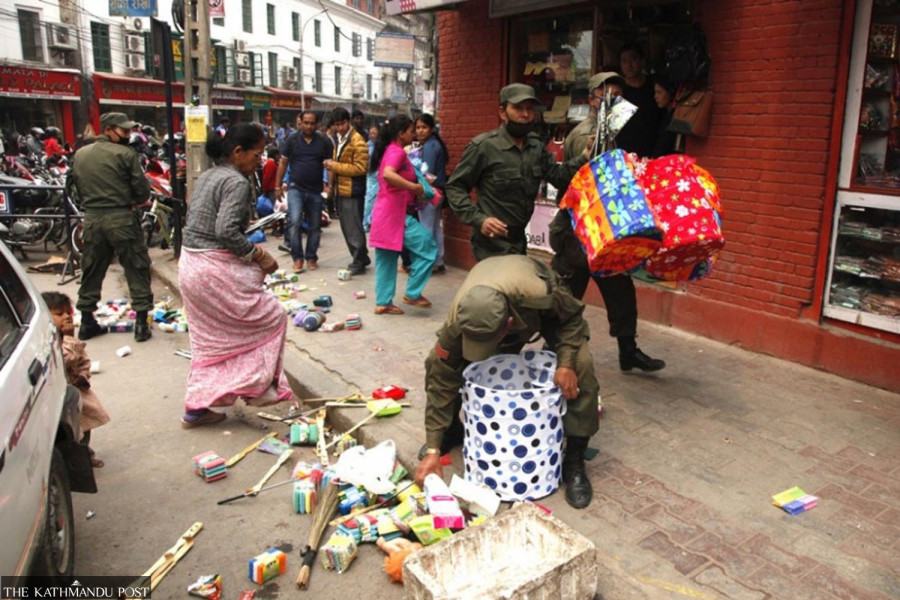 Kathmandus street vendors said they faced a brutal crackdown from the metropolitan police.