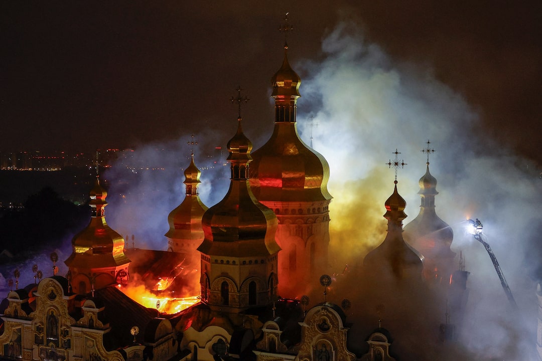 Nine killed, historic monastery on fire as Ukraine faces major Russian attacks