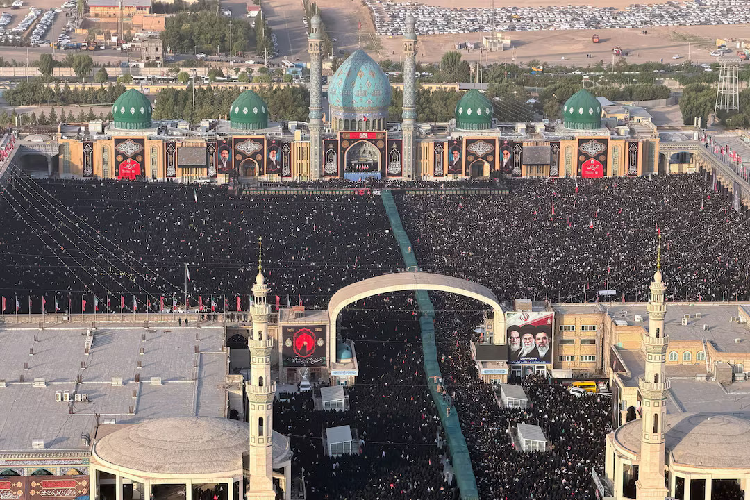 Ship hit in Hormuz as millions march for ayatollah; Iran says no talks unless Trump halts threats